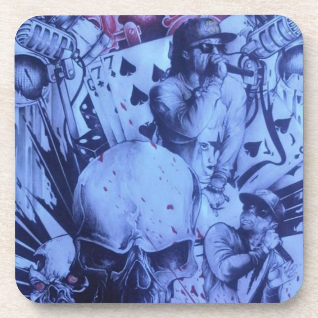 Dessous-de-verre Pop Musicians Blue Purple Art Imprimer (Devant)