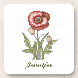 Dessous-de-verre Poppy rouge personnalisable