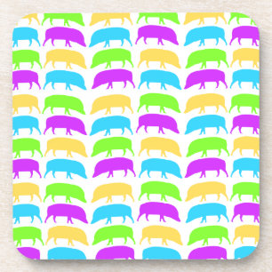 Dessous-de-verre Porcs multicolores jaune vert pourpre bleu liège C