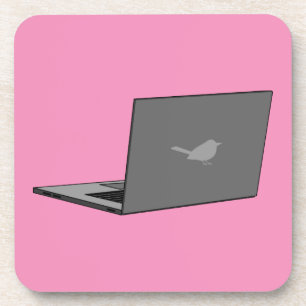 Dessous-de-verre Portable gris avec logo d'oiseau