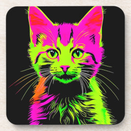 Dessous-de-verre Portrait de chat de Neon
