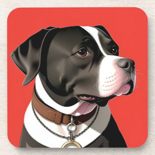 Dessous-de-verre Portrait de chien élégant noir et blanc Accent pou
