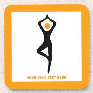 Dessous-de-verre Pose de yoga noir, orange personnalisé
