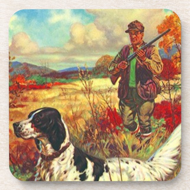 Dessous-de-verre Poseur vintage de montagne de chasse de chien de (Devant)