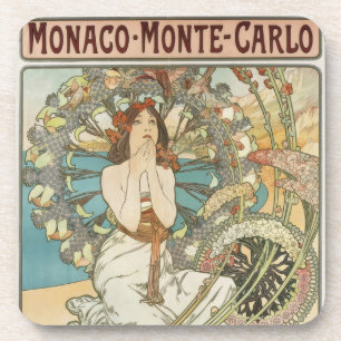 Dessous-de-verre Poster Mont-Carlo vintage par Alphonse Mucha