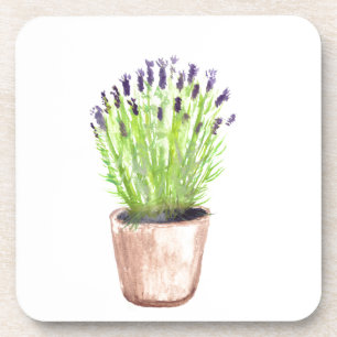 Dessous-de-verre Pot herbe lavande plante rustique violet fleuri