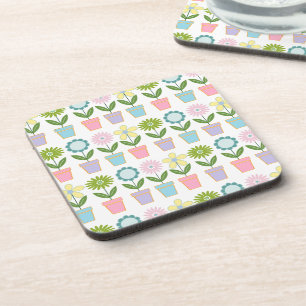 Dessous-de-verre Pots de fleurs pastel mignons motif