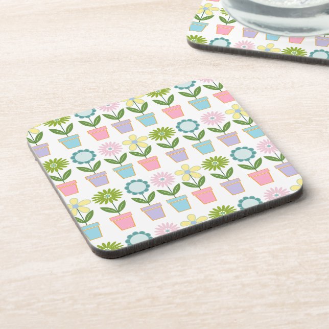 Dessous-de-verre Pots de fleurs pastel mignons motif (Côté gauche)