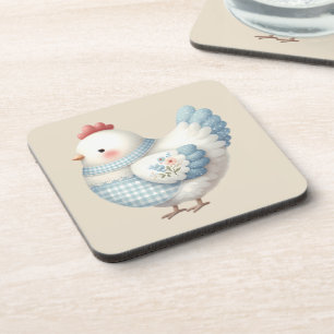 Dessous-de-verre Poule de Cottage en Vichy Bleu