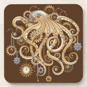 Dessous-de-verre Poulpe Steampunk Rétro Fantastique Mécanique