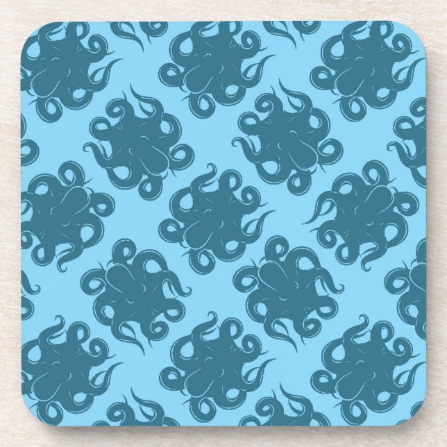 Dessous-de-verre Poulpe sur le motif bleu (Devant)