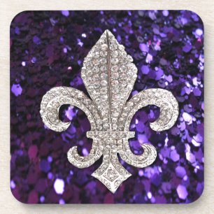 Dessous-de-verre Pourpre de Fleur De Lis Sequins de bijou