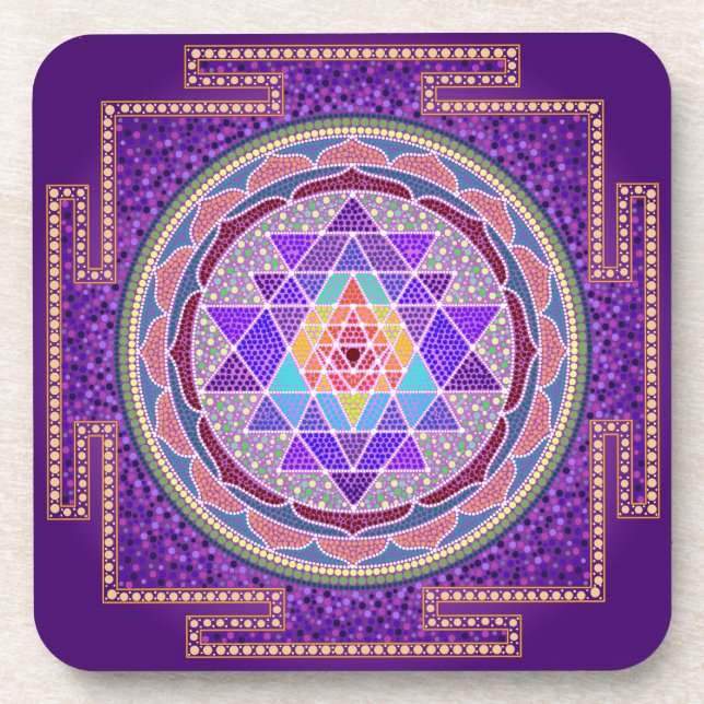 Dessous de verre pourpres de Sri Yantra (Devant)