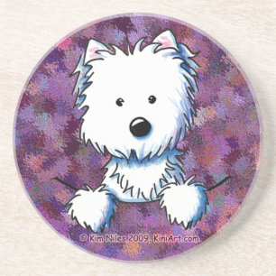 Dessous de verre pourpres de Westie de poche