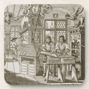 Dessous-de-verre Presse typographique allemande médiévale (gravure)