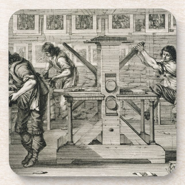 Dessous-de-verre Presse typographique française, 1642 (gravure) (Devant)