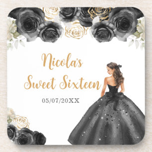 Dessous-de-verre Princesse Florale en Sweet sixteen Robe Noire