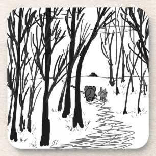 Dessous-de-verre promenade d'âne et d'éléphant par des arbres