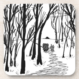 Dessous-de-verre promenade d'âne et d'éléphant par des arbres