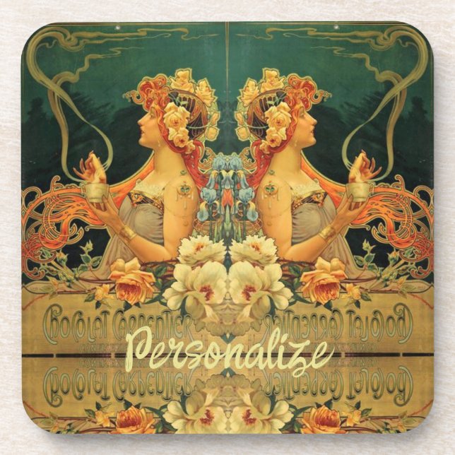 Dessous-de-verre Publicité Art nouveau chocolat chaud floral (Devant)