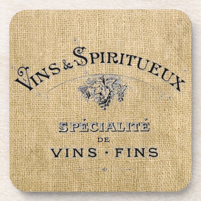 Dessous-de-verre Publicité sur le vin français sur Burlap (Devant)