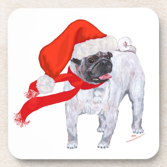 Dessous-de-verre Pug de Noël (Devant)