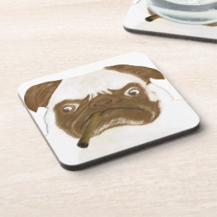 Dessous-de-verre Puggy Grumpy personnalisée avec Cigar