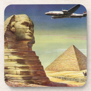 Dessous-de-verre Pyramides vintages, le grand sphinx de Gizeh, Egyp