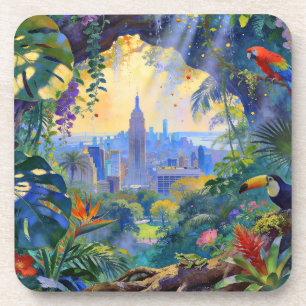 Dessous-de-verre Quand la faune observe Manhattan – Un paysage urba