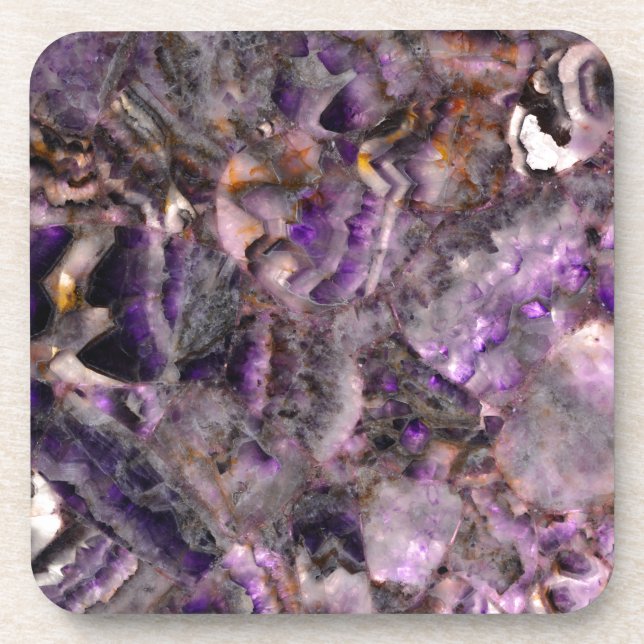 Dessous-de-verre Quartz d'Améthyste violet Abstrait, granit violet (Devant)