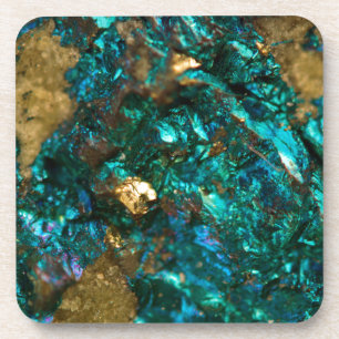Dessous-de-verre Quartz turquoise marée de noir et d'or