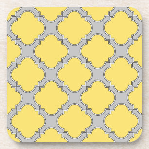 Dessous-de-verre Quatrefoil jaune et gris