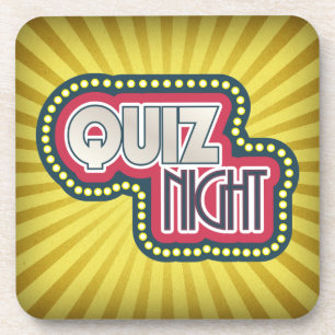 Dessous-de-verre Quiz Nuit Trivia Party Jaune Sunburst