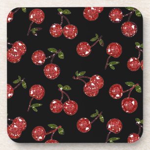 Dessous-de-verre RAB Rockabilly très cerise cerises sur noir