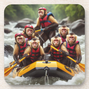 Dessous-de-verre Rafting d'eau vive pour singes capucins aventurier