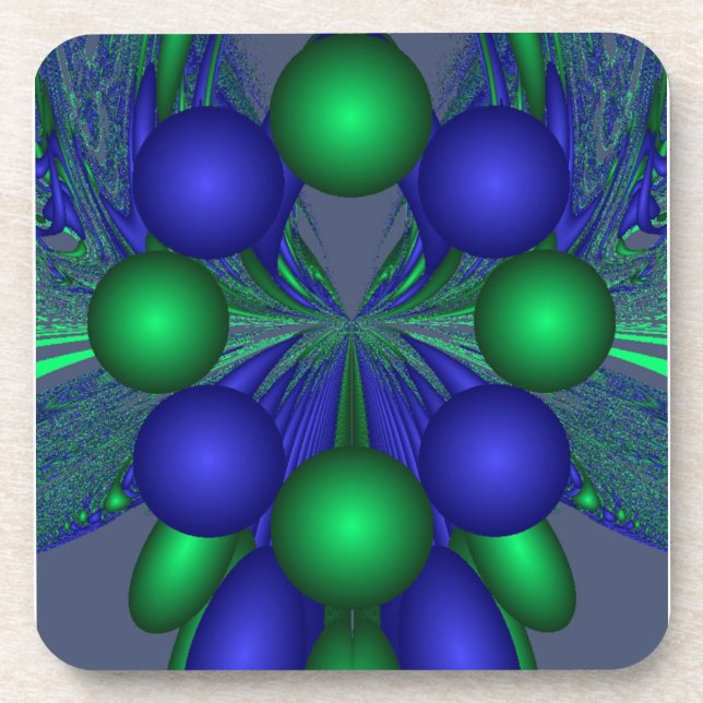 Dessous-de-verre Raisins Abstraits en vert et bleu (Devant)