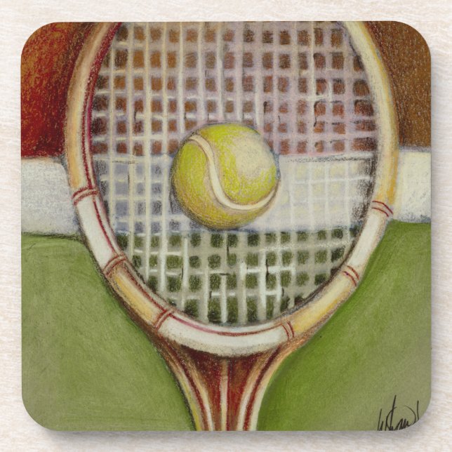 Dessous-de-verre Raquette de tennis avec balle posée sur le court (Devant)