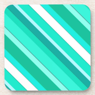 Dessous-de-verre Rayures de bonbons en couches - turquoise et blanc