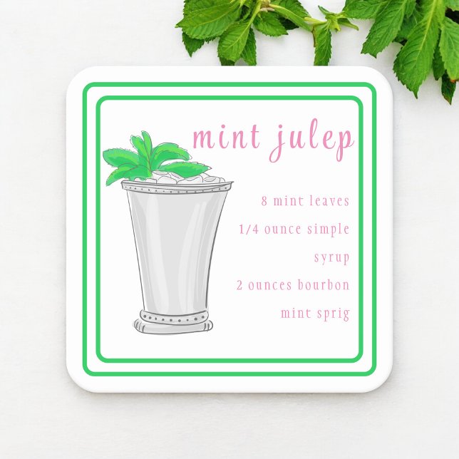 Dessous-de-verre Recette de bar à Mint Julep de Derby avec bordure  (Créateur téléchargé)