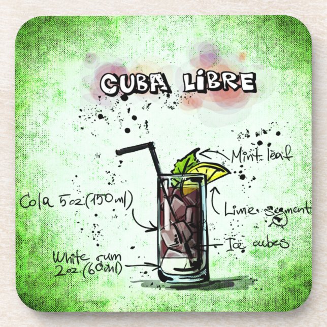 Dessous-de-verre Recette de boisson Cuba Libre (Devant)