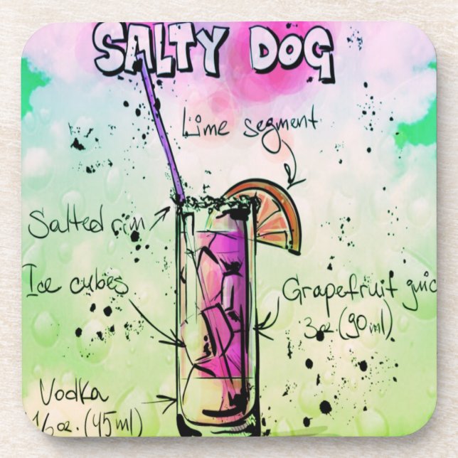 Dessous-de-verre Recette de boisson de chien salé (Devant)
