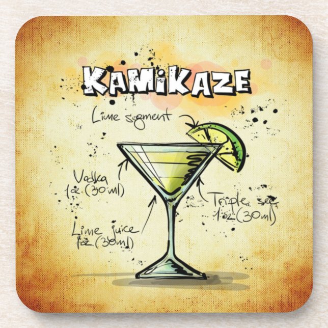 Dessous-de-verre Recette de boisson du barman Kamikaze (Devant)