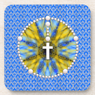 Dessous-de-verre Receveur rêveur de chapelet bleu et jaune