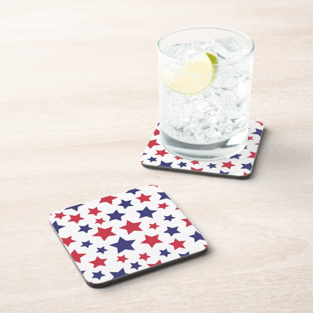 Dessous-de-verre Red and Blue Stars, 4th of July, White Background (Côté Droit)