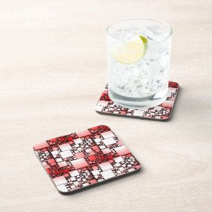 Dessous-de-verre Red and White Square Dancing Plastic Coaster