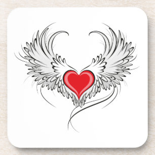 Dessous-de-verre Red Angel Coeur avec ailes