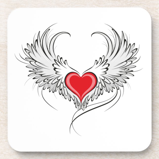 Dessous-de-verre Red Angel Coeur avec ailes (Devant)