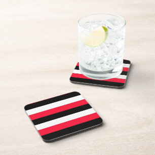 Dessous-de-verre Red, black and white stripes