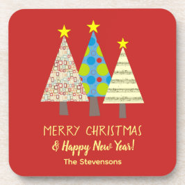 Dessous-de-verre Red Christmas Tree Personalized