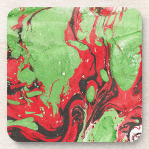 Dessous-de-verre Red Green Abstrait moderne Modèle tendance